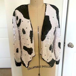 Vintage Sequined Cow pattern Jacket